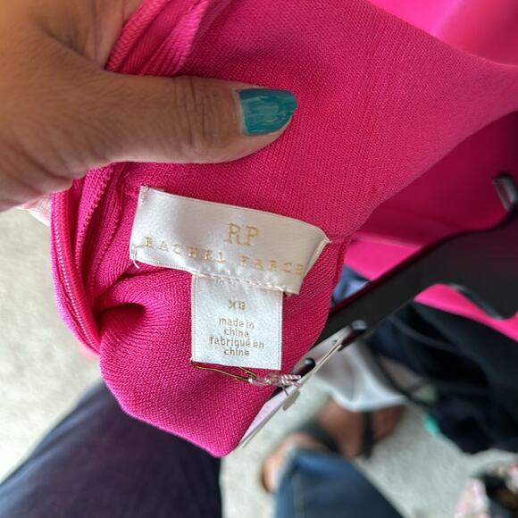 Rachel Parcell Bubble Hem retro 80s pink quirky Barbie mock neck dress size XS - Picture 10 of 10